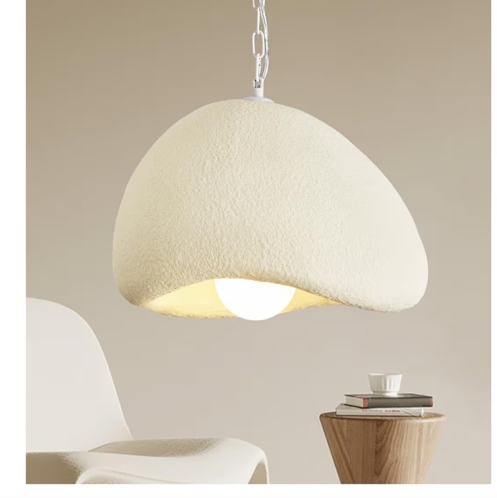 Wabi Sabi Pendant Light 11.8" White Resin Hanging Lamp Modern Japandi Chandelier
